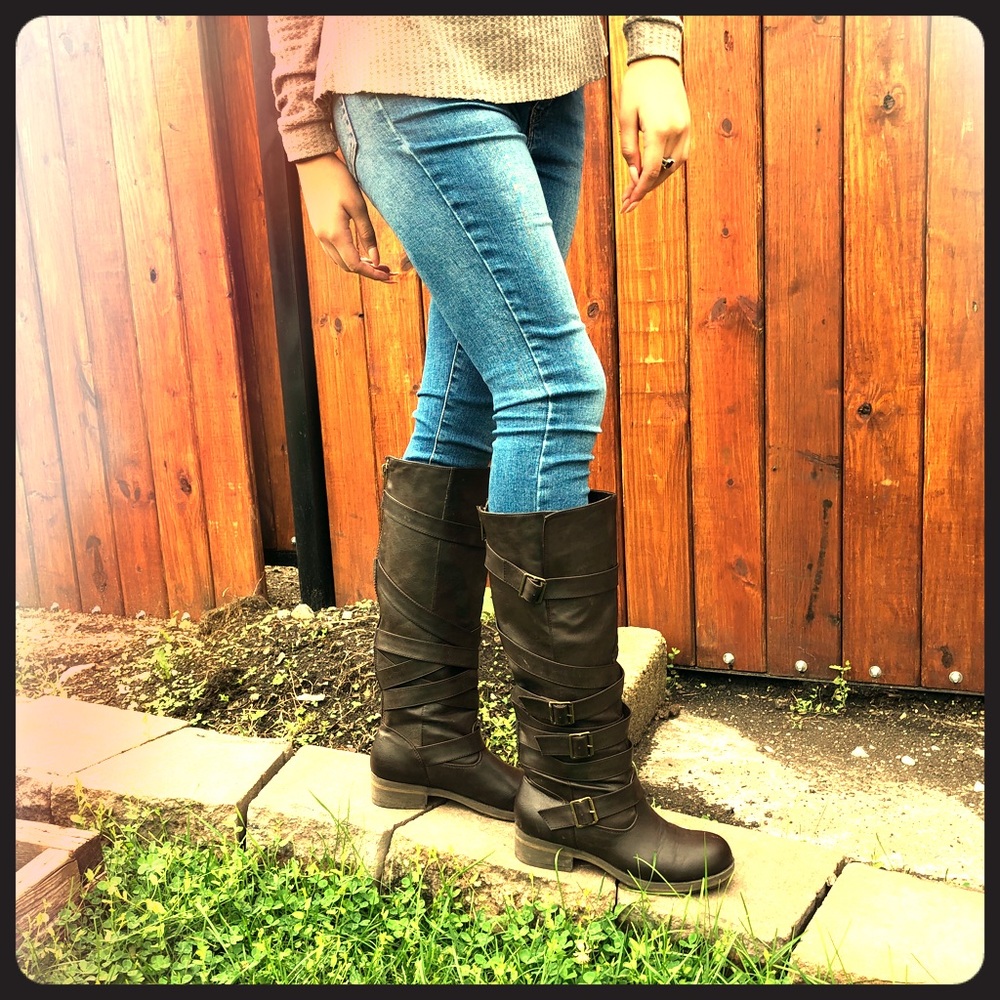 Dark Brown Faux Leather Boots 👢